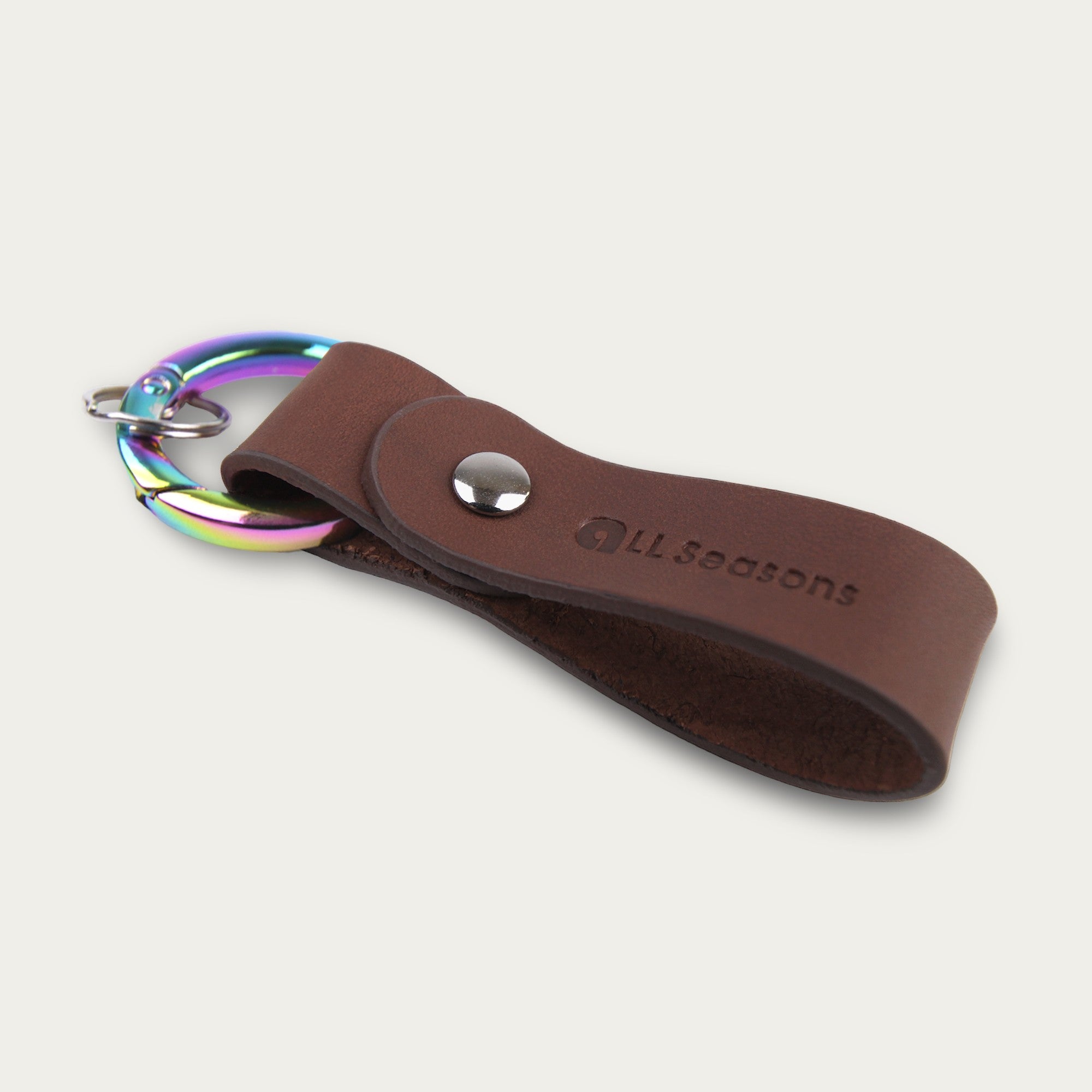 A Rainbow Circular Keychain [Smooth Leather] V.3